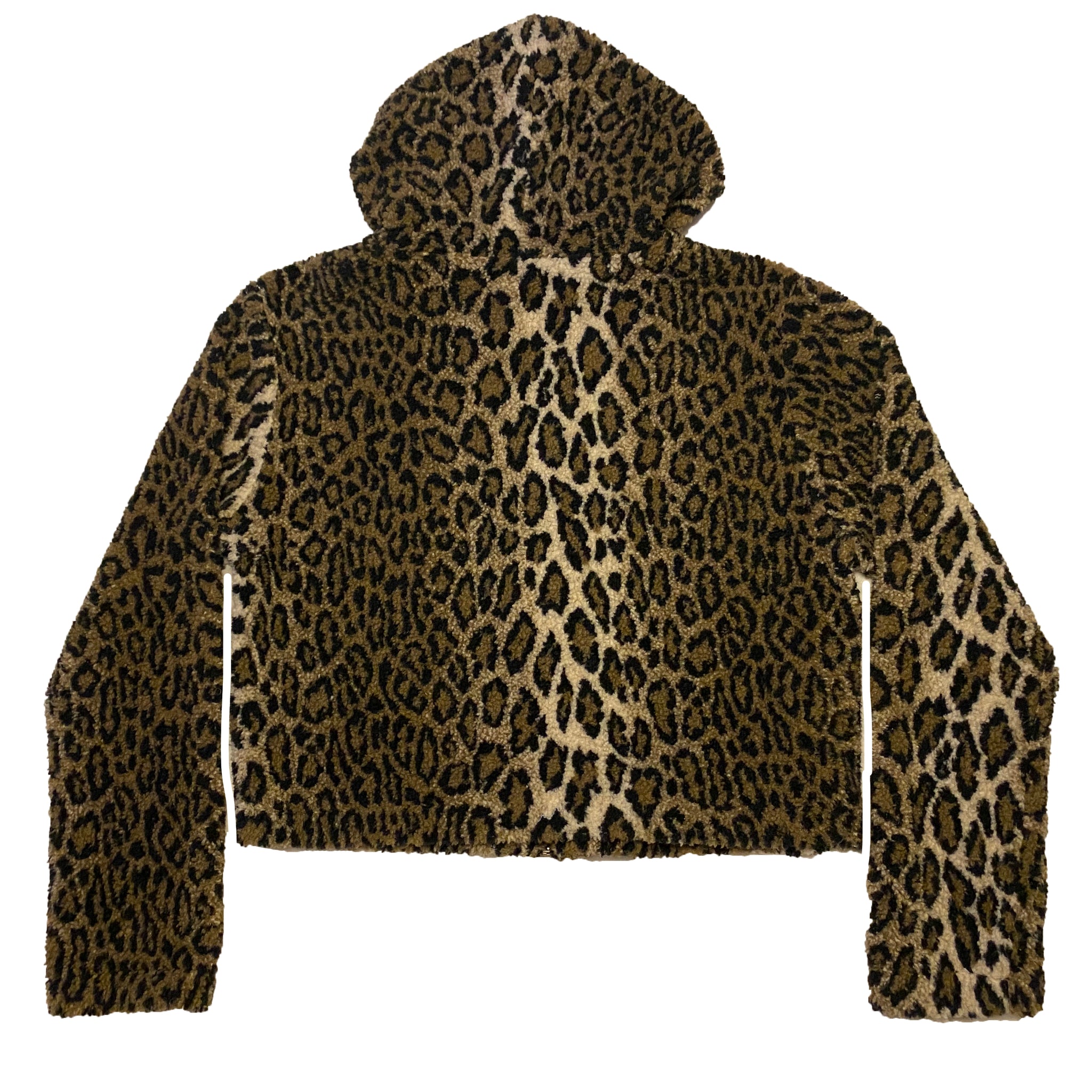 Fuzzy Leopard Zip Up Hoodie - M/L