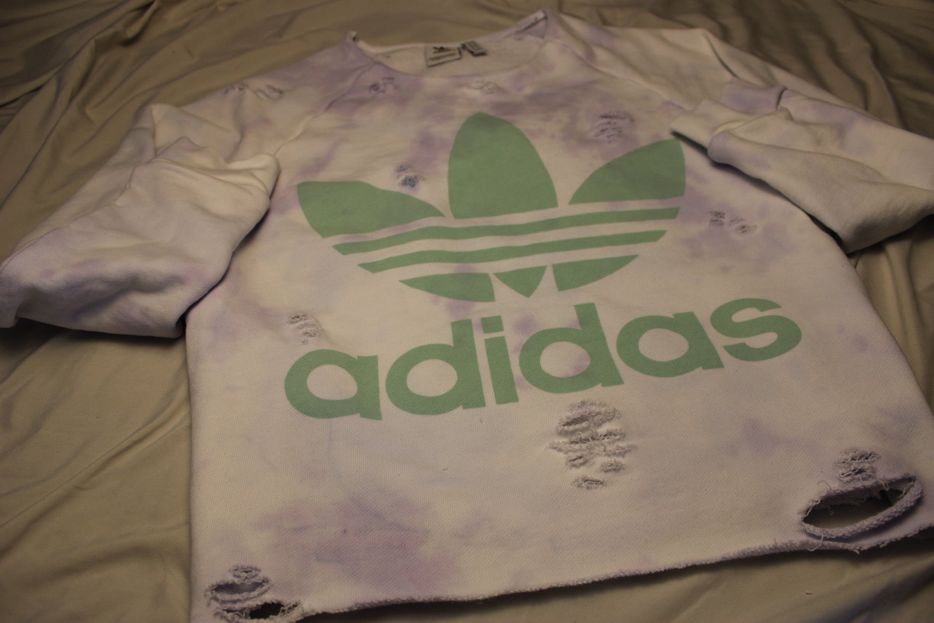 Distressed Adidas Sweatshirt - Small