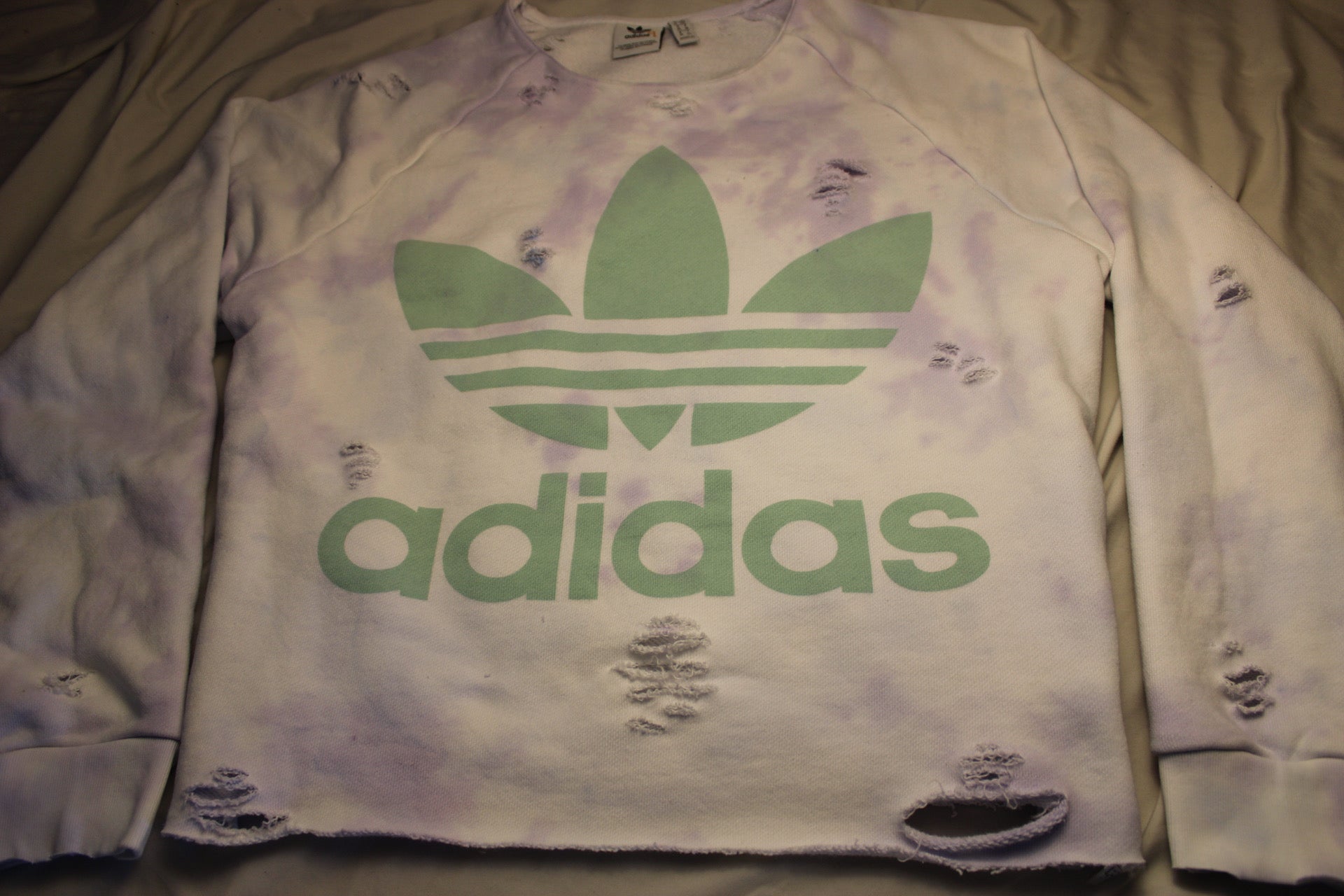 Distressed Adidas Sweatshirt - Small