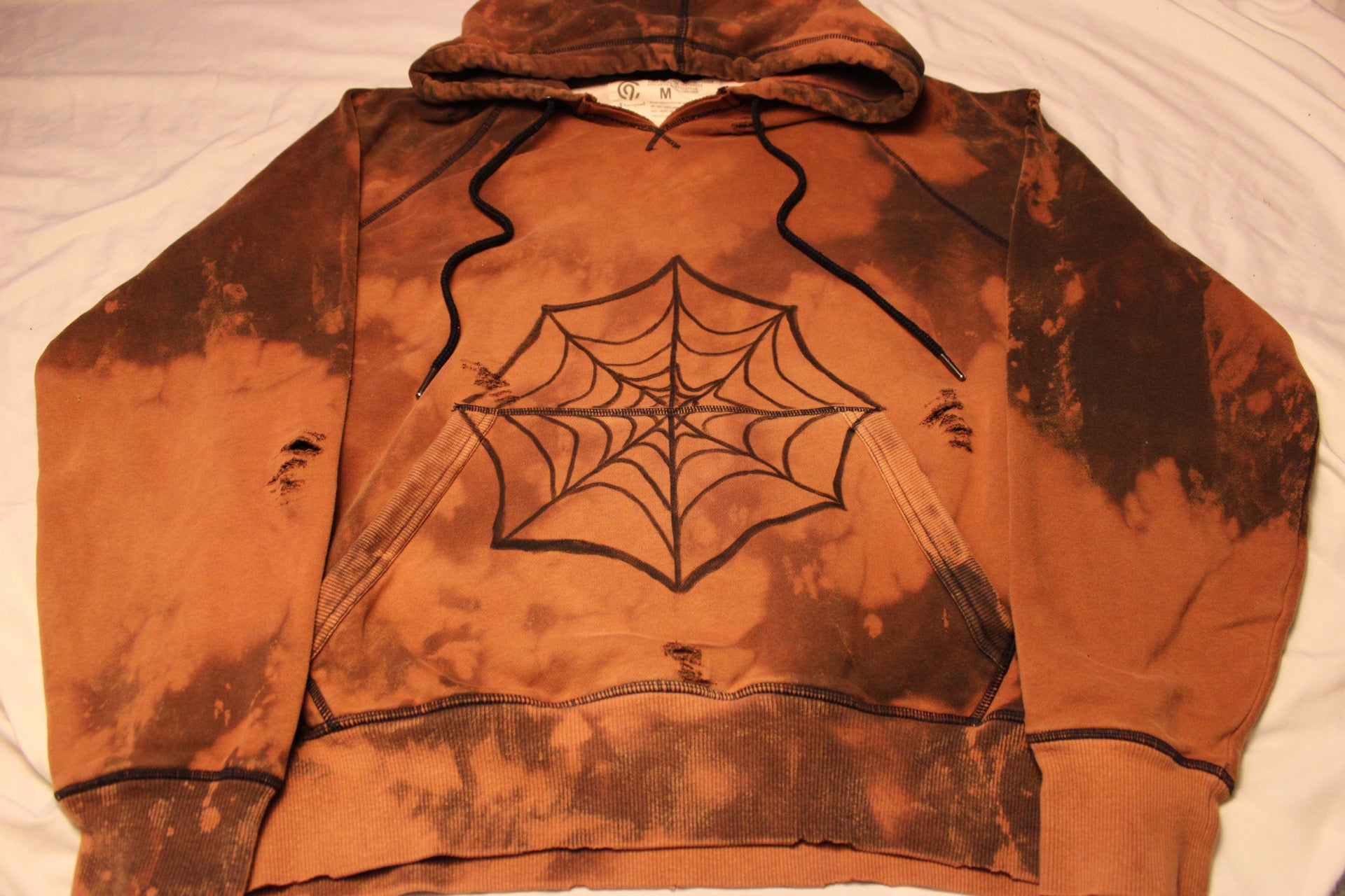 Spiderwed Distressed Hoodie - Medium